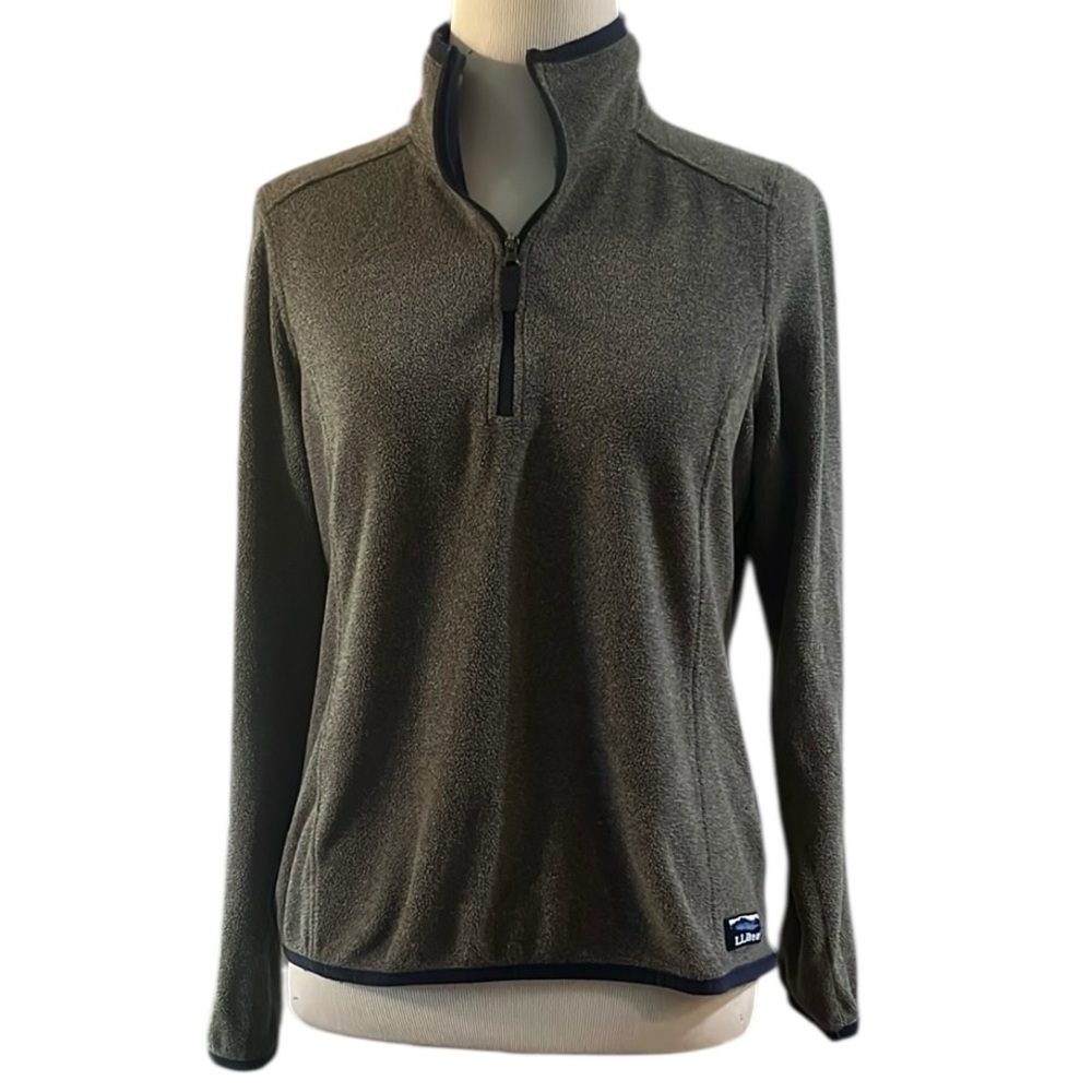 L.L. BEAN LIGHTWEIGHT FLEECE POPOVER GRAY SIZE XS PETITE